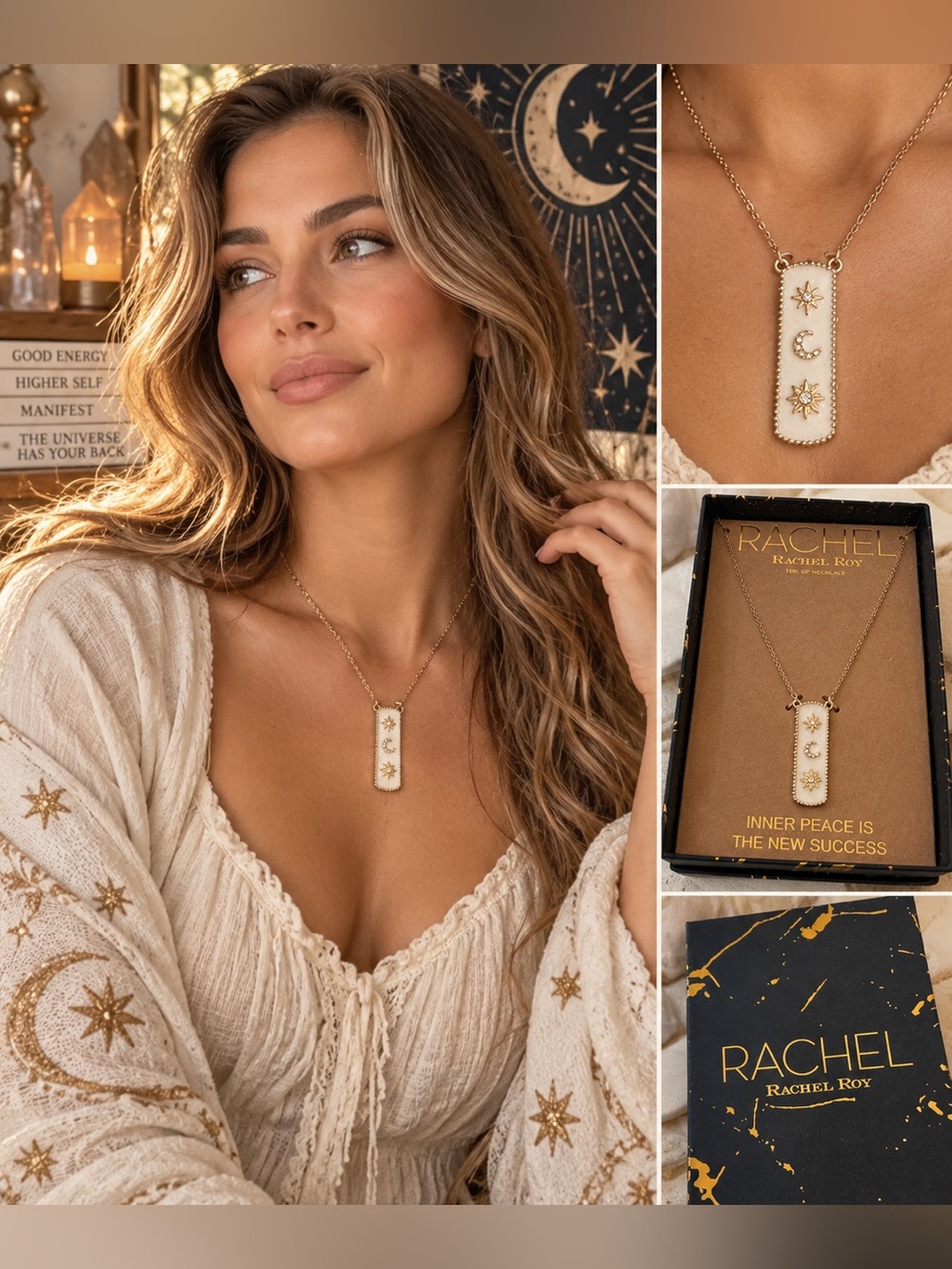 RACHEL Rachel Roy Inner Peace Celestial Pendant Necklace NIB Rare